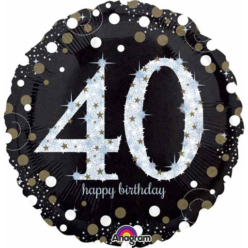 Sparkling 40th Birthday Jumbo Holo Balloon (3/Pk)