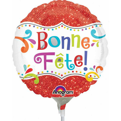 Sparkly Bonne Fete Flower Foil Balloon - 9" A15