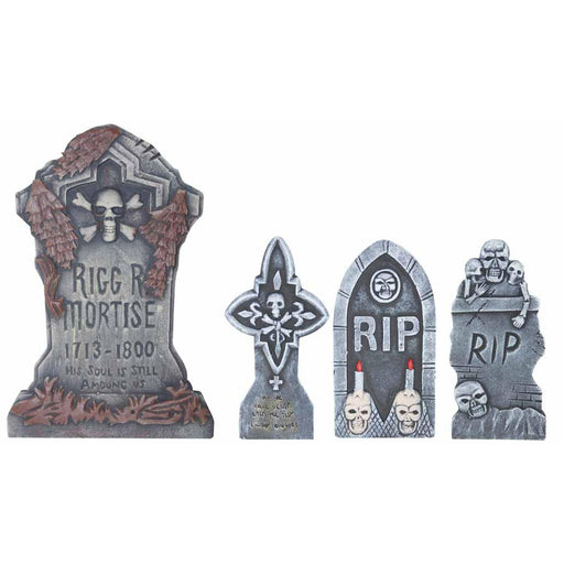"Spooky 4Pc Tombstone Set For Halloween Decoration"