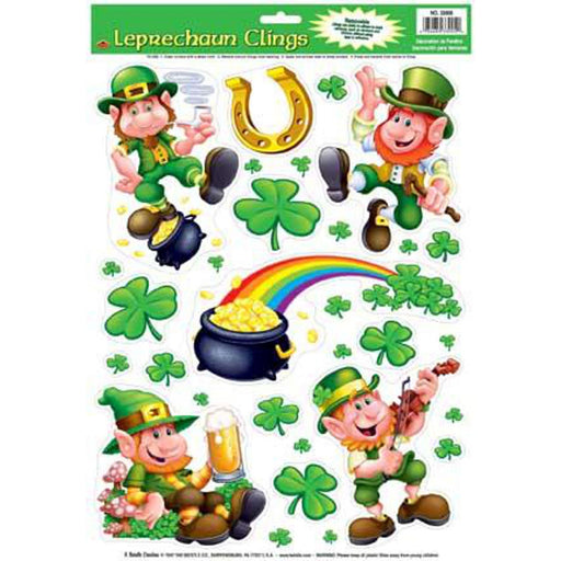 St. Patrick'S Day Clings - Leprechauns And Shamrocks.