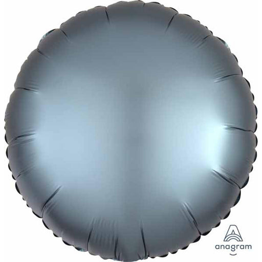 Steel Blue Satin Luxe Round Tray (18") With S18 Design