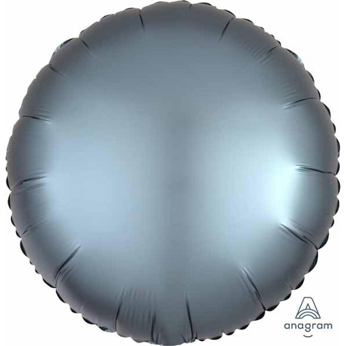 Steel Blue Satin Luxe Round Tray (18") With S18 Design