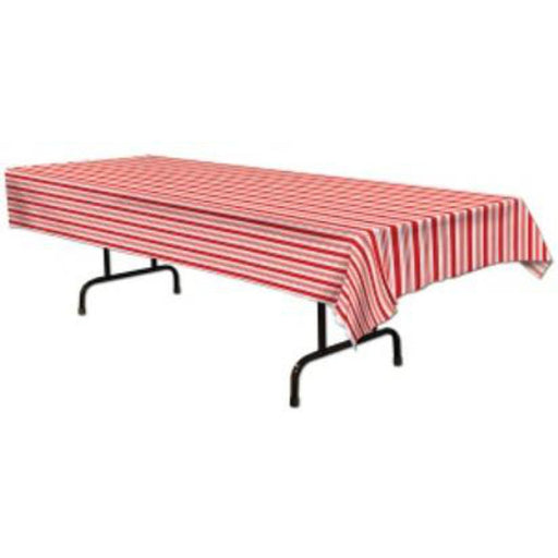 Striped Plastic Tablecover - 54"X108"