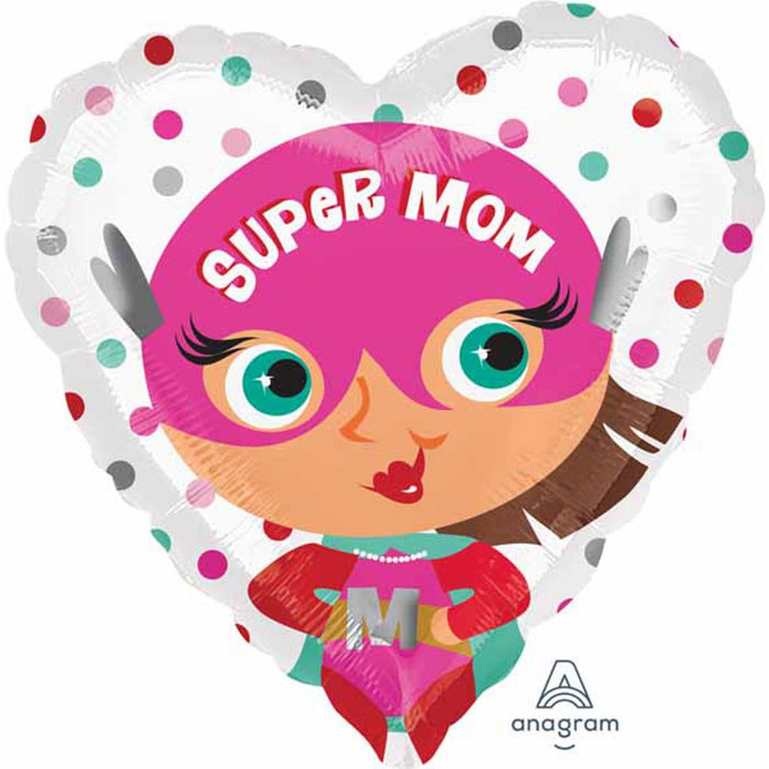 Super Mom 18" Heart Balloon And Chocolate Package