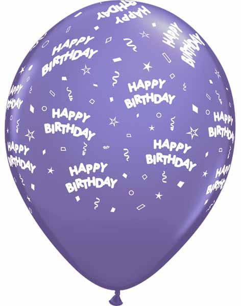 HAPPY BDAY ALL OVER 12" 50/BAG PURPLE