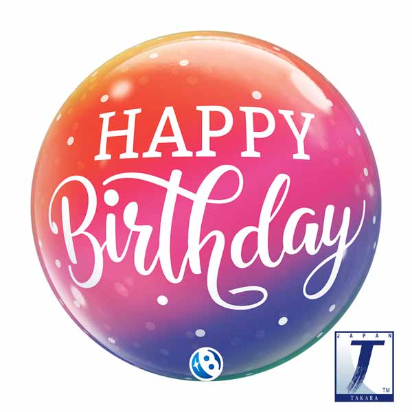 Birthday Ombre & Dots 22" Bubble Balloon