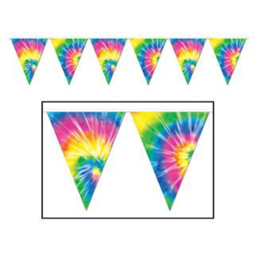 Tie-Dyed Pennant Banner - 10"X21' (1/Pkg)