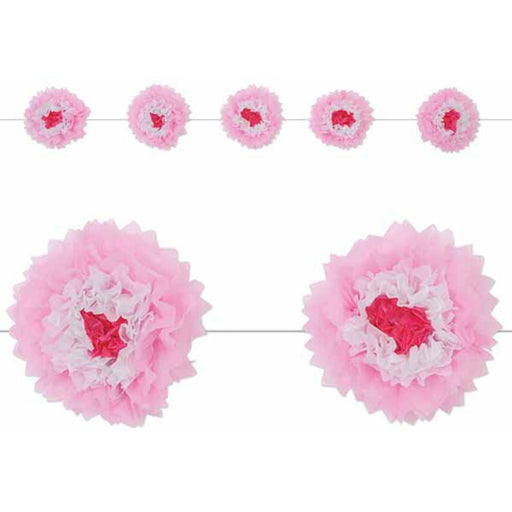 "Tissue Flowergarland Pack - 5 Pink And White Flowers"