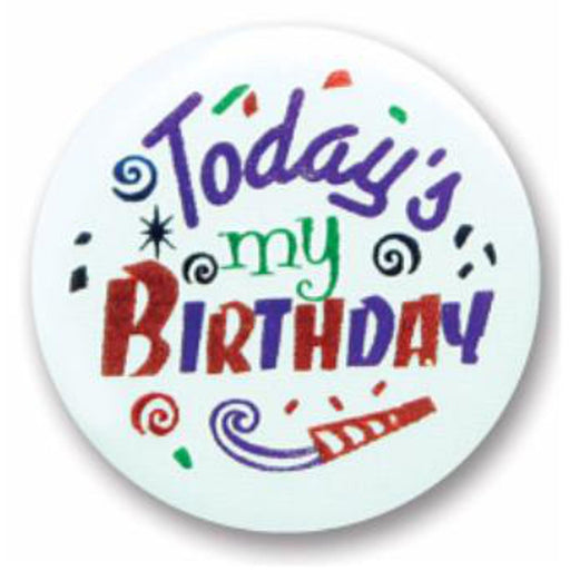 "Today'S My Birthday" Satin Buttons (2" Diameter, 6/Cs)