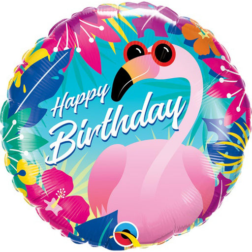 Tropical Flamingo Happy Birthday Foil Balloon 18" (5/Pk)
