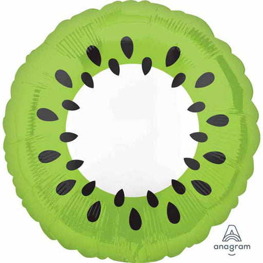 Tropical Kiwi Balloon Package - 18" Round Helium Balloon With Ribbon Included.