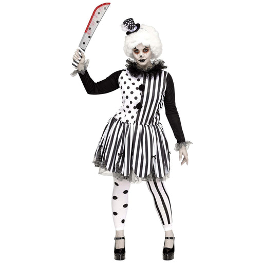 omen black & white killer clown costume Small / Medium 2-8 (1/Pk)