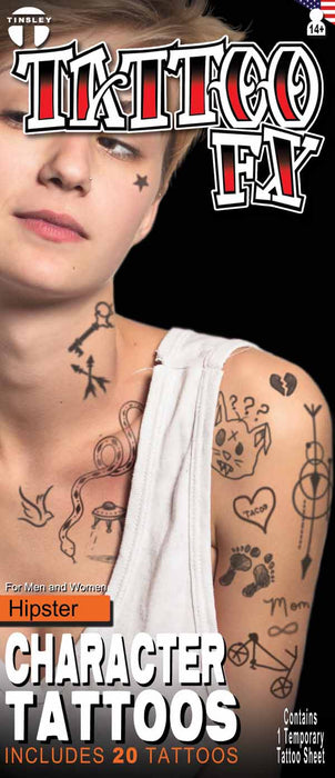 Tinsley Transfers Hipster Character Temporary Tattoo