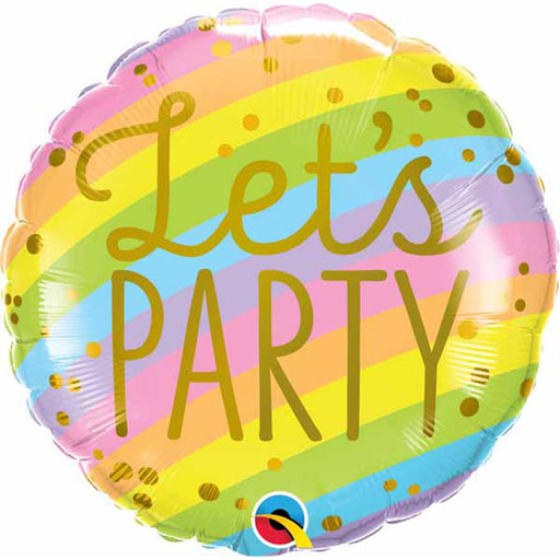 Let's Party in Style 18-Inch Pastel Rainbow Stripes Foil Balloon (5/Pk)