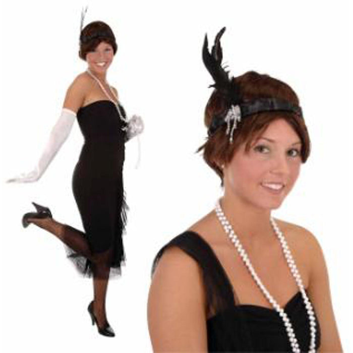 "Vintage-Inspired Flapper Headband - One Size Fits Most"