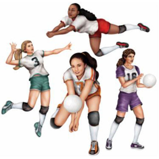 Volleyball Players Cutout Set - 4 Pieces (20 Inches)