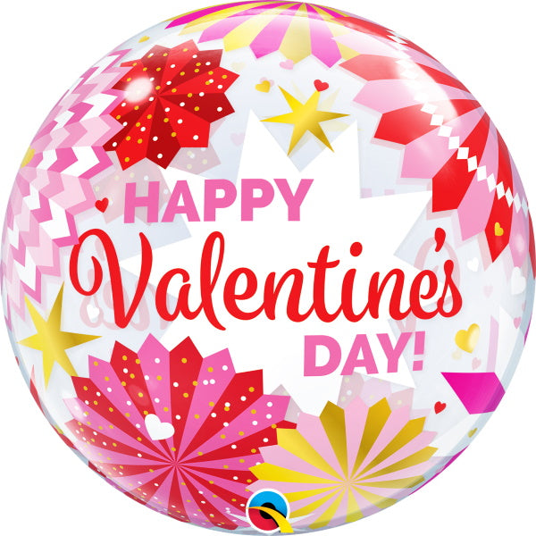 Qualatex Valentine's Day Paper Fans Bubble Balloon, 22 Inch