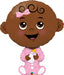 Baby Girl Brown Skin Tone 38-Inch Shaped Foil Balloon