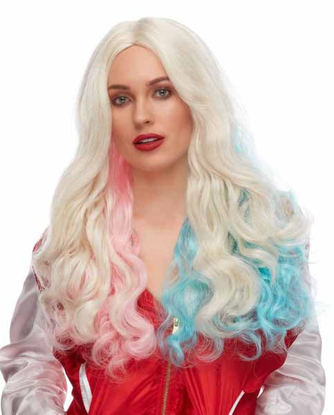 Rebel Costume Wig in Blonde with Pink and Blue
