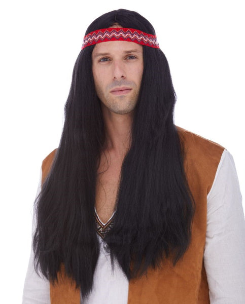 Black Hippie Wig with Detachable Headband