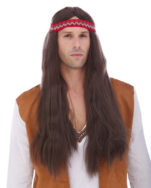 Brown Hippie Wig with Detachable Headband