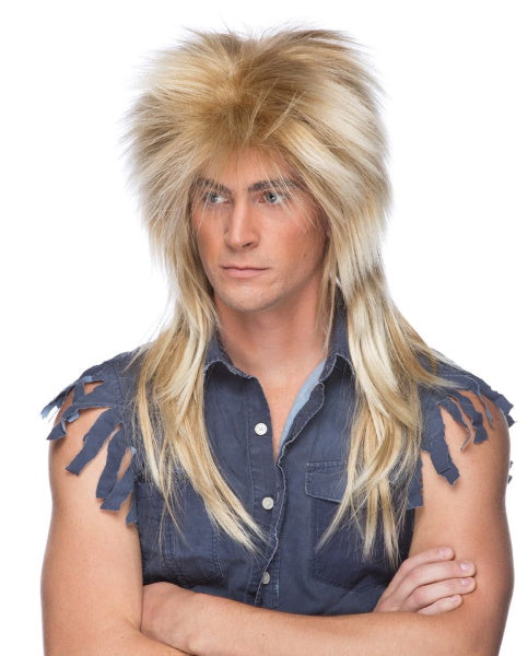 Long Rocker Costume Wig in Mixed Blonde