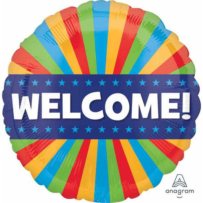 "Welcome Blitz 18" Round Entryway Mat With Adhesive Strips"