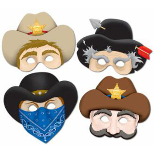 "Western Masks - 4 Pack With Elastic - 13 Inch"
