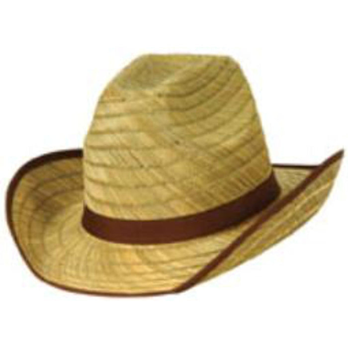 "Western Style Cowboy Hat With Brown Trim & Band"