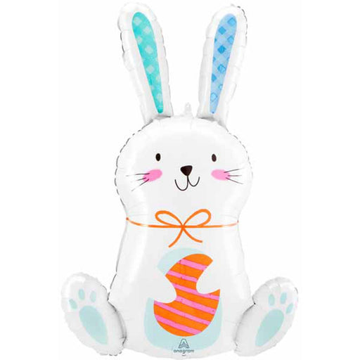 "White Funny Bunny Balloon Package - 33" Shape And 30 Pastel Balloons"