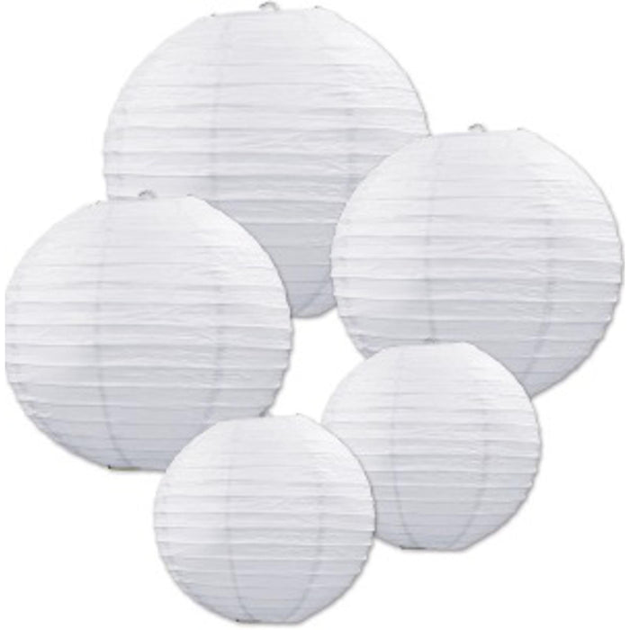 "White Paper Lantern Set - 5 Different Sizes"