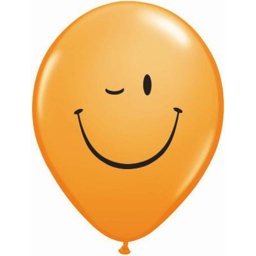 Winking Smile Face Balloons - Set Of 50 (11", Og/Reb/Wb/Lg)