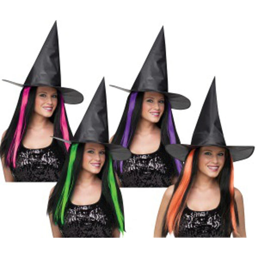 Witch Hat With Hair - 4 Colors