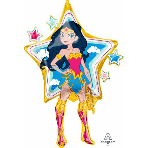Wonder Woman 2 Party Package - 38" Shape Xl Balloon And Star Balloons.