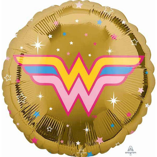 Wonder Woman 2 Balloon Package - 18" Round Helium Balloon, Weight, And 60Ft Ribbon.
