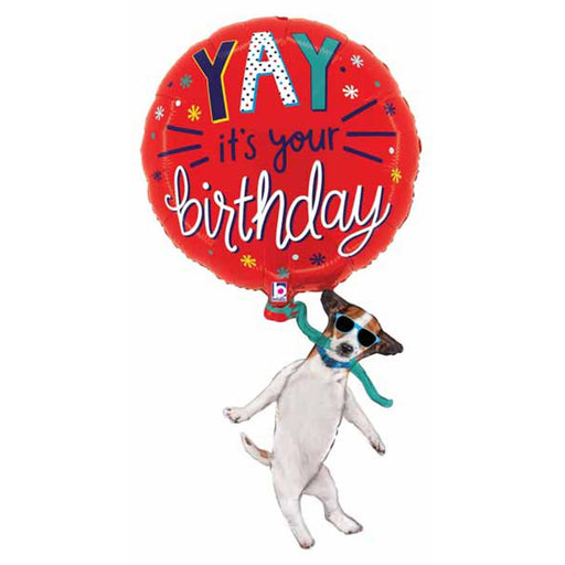 Yay Birthday Dog Balloon - 38" Shape D Pkg