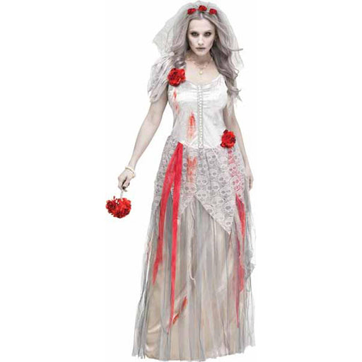 Zombie Bride Costume For Ladies (8-10) (1/Pk)