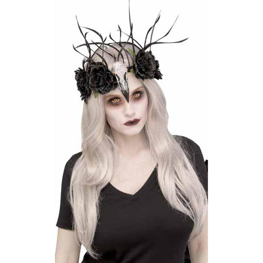 Zombie Raven Mistress Black Floral Headband- Perfect For Spooky Occasions!
