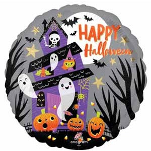 Halloween Haunted House 18-Inch Round Foil Balloon