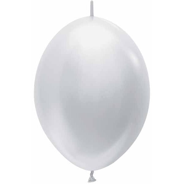 Satin Silver 12-Inch Link-O-Loons Latex Balloons, 25 Count