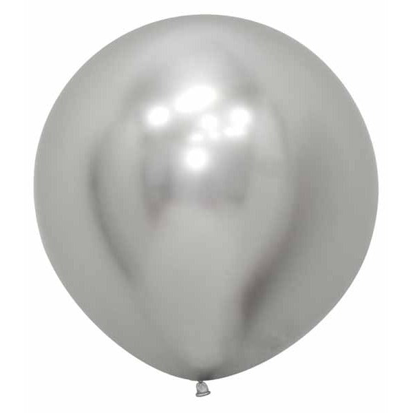 Sempertex Reflex Silver 24-Inch Latex Balloons, 10 Pack