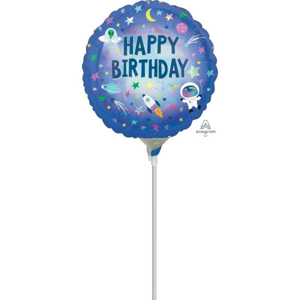 Happy Birthday Outer Space Holographic Foil Balloon, 9 Inch