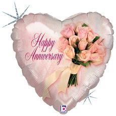 Anniversary Bouquet Holographic Foil Balloon, 18 Inch