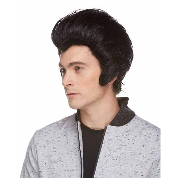 Black Pompadour Elvis-Style Costume Wig
