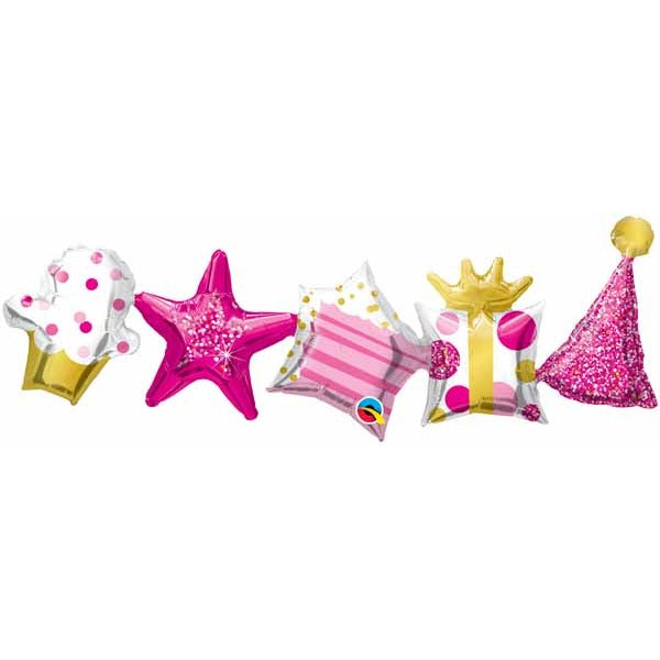 Pink Birthday Foil Balloon Garland
