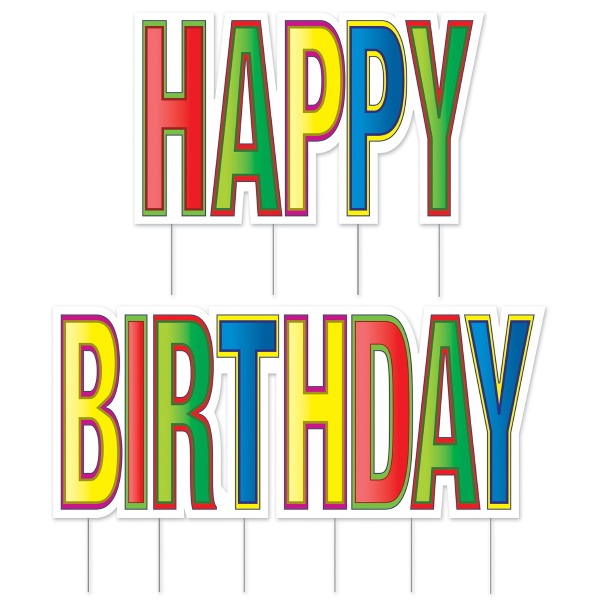 Giant Happy Birthday Yard Sign Set, Multicolor