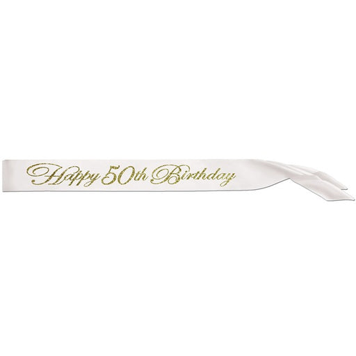 GLTRD HAPPY 50TH 33" X4" SATIN SASH