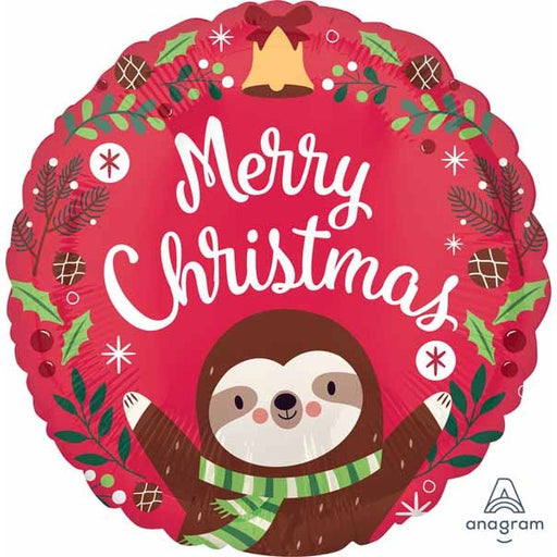 Sloth Christmas 18-Inch Round Foil Balloon