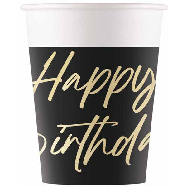 PAPER CUPS 7OZ 8/PK ELEGANT HBDAY