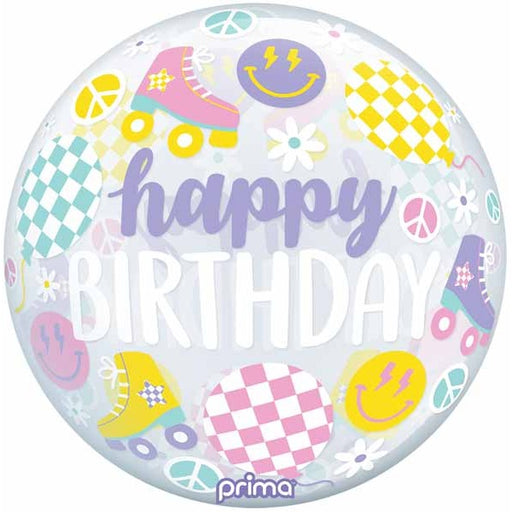 Prima Retro Skates Birthday Sphere Balloon, 20 Inch